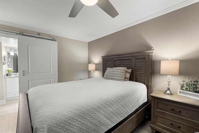 1819 N Ocean Blvd Unit 1518, North Myrtle Beach, SC 29582 - bedroom with ornamental molding and ceiling fan