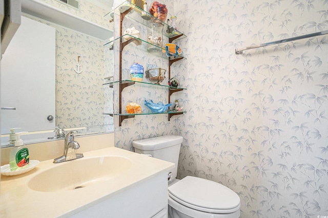 207 N Ocean Blvd Unit 139, North Myrtle Beach, SC 29582 - half bathroom with wallpapered walls and vanity
