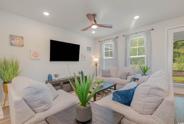 5116 Double Eagle Way Unit 49, North Myrtle Beach, SC 29582 - living room with ceiling fan, recessed lighting, and wood finished floors