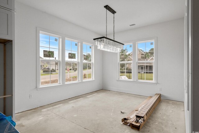 2201 Yellow Morel Way, Myrtle Beach, SC 29579 - unfurnished sunroom featuring a chandelier