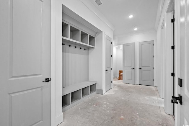 2201 Yellow Morel Way, Myrtle Beach, SC 29579 - mudroom featuring unfinished concrete floors and crown molding