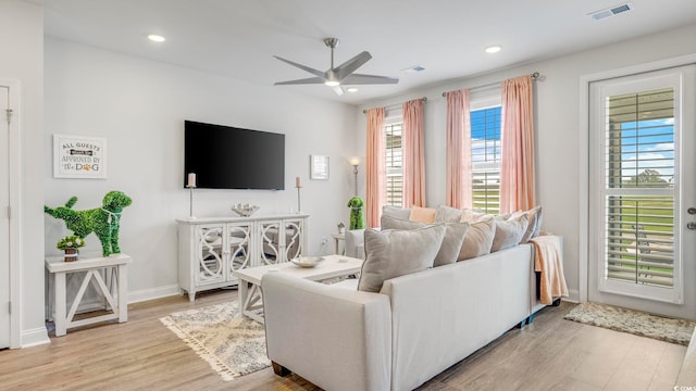 5205 Double Eagle Way Unit 24, North Myrtle Beach, SC 29582 - living area with ceiling fan, light wood finished floors, and recessed lighting