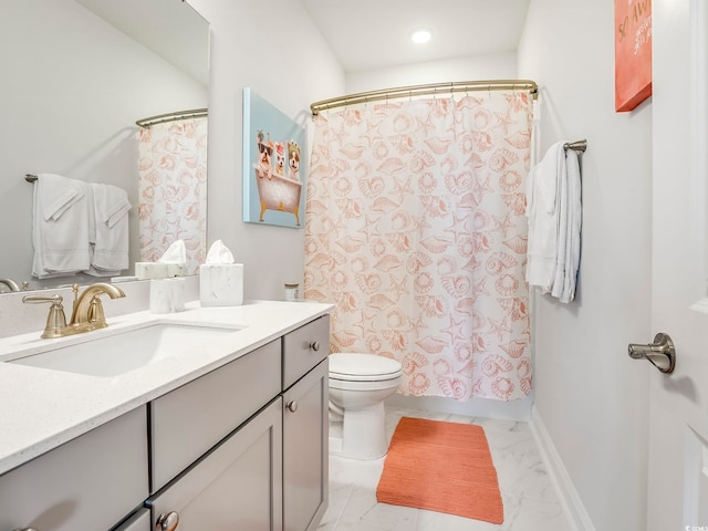 5205 Double Eagle Way Unit 24, North Myrtle Beach, SC 29582 - full bath featuring vanity, marble look tile flooring, and shower / bathtub combination with curtain
