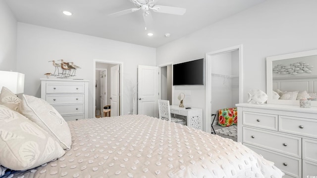 5205 Double Eagle Way Unit 24, North Myrtle Beach, SC 29582 - bedroom with a closet, recessed lighting, a spacious closet, and ceiling fan