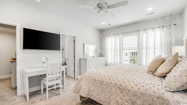 5205 Double Eagle Way Unit 24, North Myrtle Beach, SC 29582 - bedroom featuring light carpet and a ceiling fan