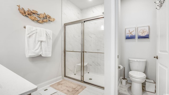 5205 Double Eagle Way Unit 24, North Myrtle Beach, SC 29582 - bathroom featuring a shower stall and marble look tile flooring