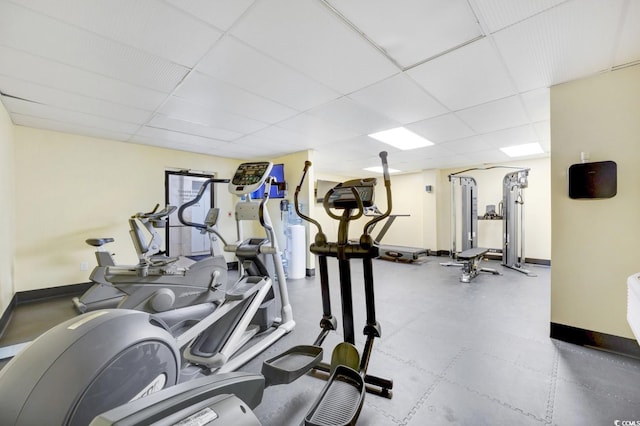201 74th Ave N Unit 703, Myrtle Beach, SC 29572 - exercise room featuring baseboards and a drop ceiling