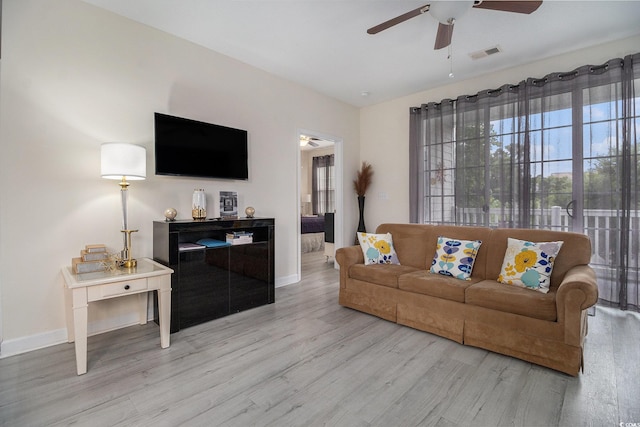 5801 Oyster Catcher Dr Unit 324, North Myrtle Beach, SC 29582 - living room with a ceiling fan and light wood finished floors