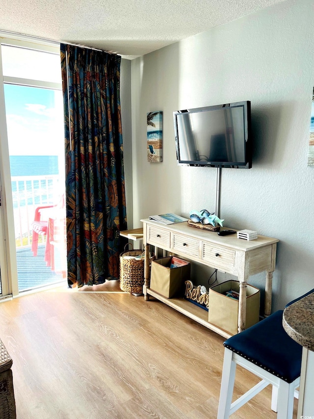 158 Seawatch Dr Unit 910, Myrtle Beach, SC 29572 - living area featuring wood finished floors and a textured ceiling