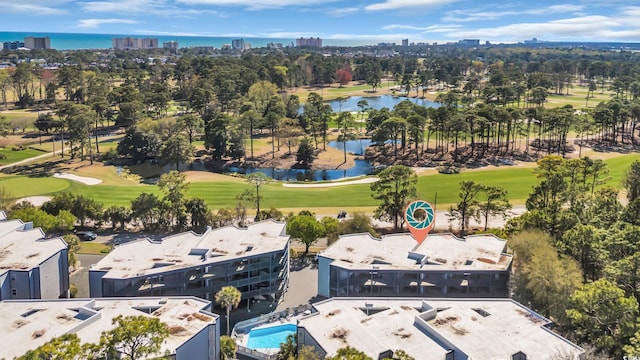 1500 Cenith Dr Unit E302, North Myrtle Beach, SC 29582 - aerial view of city skyline, a local golf course, and a nearby body of water