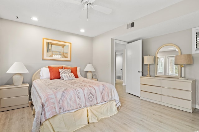 351 Lake Arrowhead Rd Unit 24-193, Myrtle Beach, SC 29572 - bedroom featuring light wood-style flooring, recessed lighting, and a ceiling fan