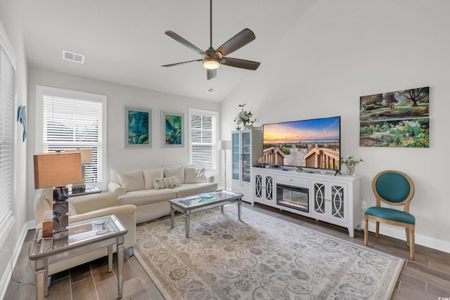 2766 Stellar Loop, Myrtle Beach, SC 29577 - living room with ceiling fan, wood finished floors, and lofted ceiling