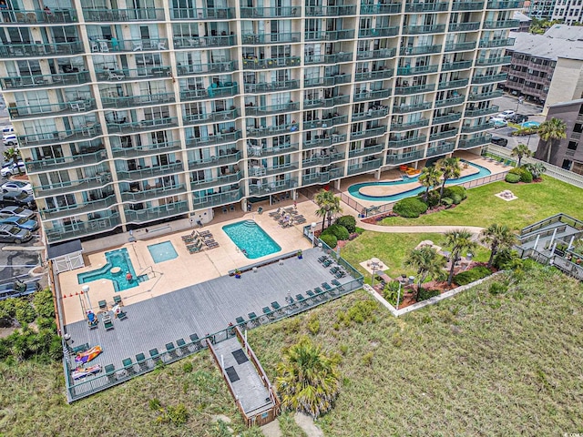 102 N Ocean Blvd Unit 508, North Myrtle Beach, SC 29582 - drone / aerial view of a pool and apartment complex