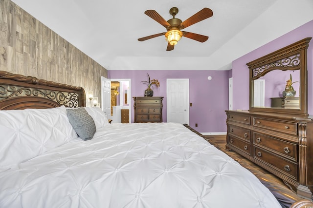 209 Chickasaw Ln, Myrtle Beach, SC 29579 - bedroom with dark wood-style flooring and ceiling fan