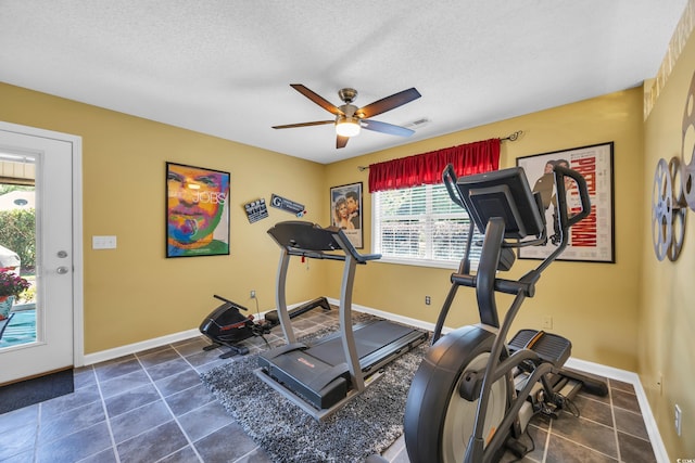 209 Chickasaw Ln, Myrtle Beach, SC 29579 - exercise room with ceiling fan and a textured ceiling