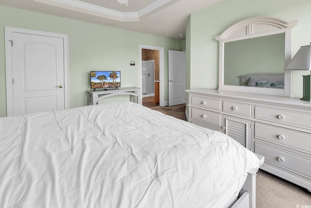 2180 Waterview Dr Unit 647, North Myrtle Beach, SC 29582 - carpeted bedroom featuring a tray ceiling and crown molding