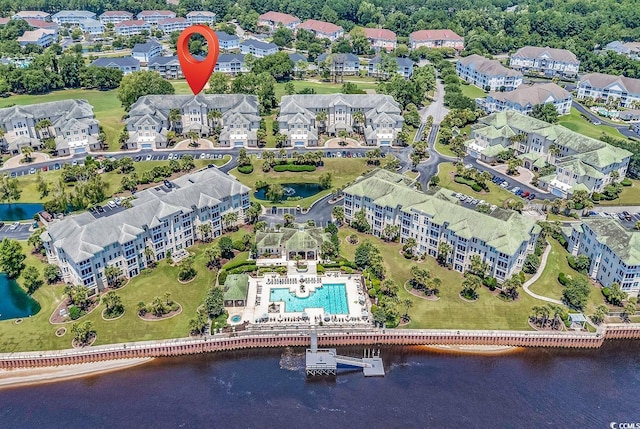 2180 Waterview Dr Unit 647, North Myrtle Beach, SC 29582 - bird's eye view of a nearby body of water and a pool