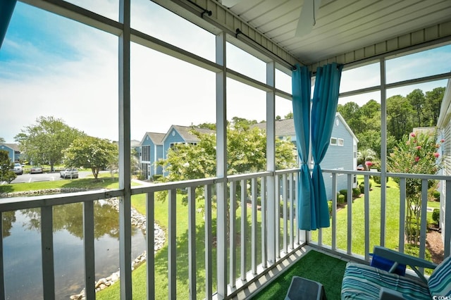 2187 Clearwater Dr Unit H, Surfside Beach, SC 29575 - sunroom / solarium with a water view and ceiling fan