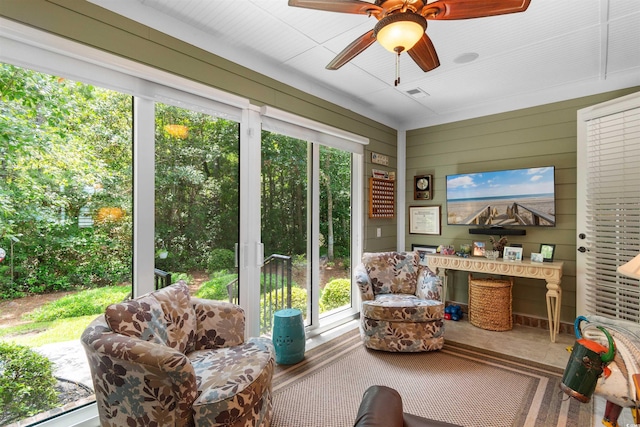 60 Springtime Ct, Murrells Inlet, SC 29576 - sunroom featuring a ceiling fan