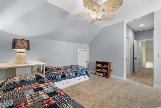 60 Springtime Ct, Murrells Inlet, SC 29576 - carpeted bedroom with lofted ceiling and a ceiling fan