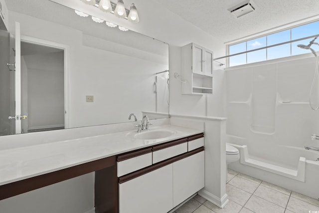 2122 Clearwater Dr Unit C, Surfside Beach, SC 29575 - full bath with  shower combination, vanity, tile patterned floors, and a textured ceiling