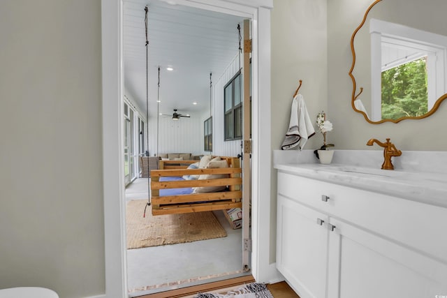 141 Evans Branch Ct, Galivants Ferry, SC 29544 - bathroom featuring vanity and a ceiling fan