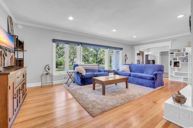 231 Live Oak Ln, Myrtle Beach, SC 29572 - living room with ornamental molding, light wood-type flooring, and recessed lighting