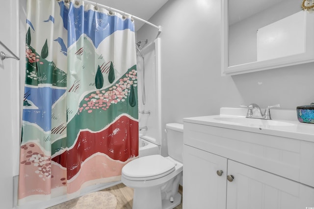 231 Live Oak Ln, Myrtle Beach, SC 29572 - bathroom featuring vanity, shower / bathtub combination with curtain, and wood finished floors