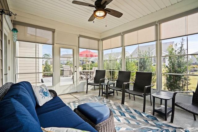 6550 Anterselva Dr, Myrtle Beach, SC 29572 - sunroom / solarium with healthy amount of natural light and a ceiling fan