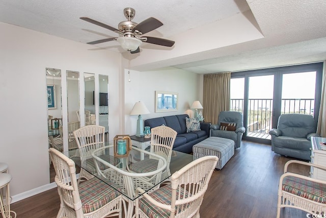 2101 S Ocean Blvd, North Myrtle Beach, SC 29582 - dining room with a textured ceiling, wood finished floors, plenty of natural light, and ceiling fan