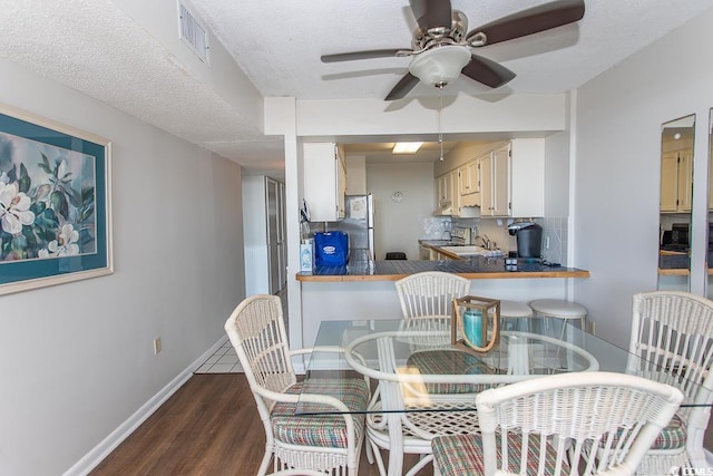 2101 S Ocean Blvd, North Myrtle Beach, SC 29582 - dining area featuring dark wood finished floors and ceiling fan