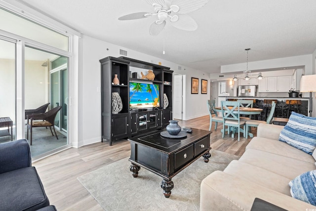 2001 S Ocean Blvd Unit 901, North Myrtle Beach, SC 29582 - living room with light wood-type flooring and ceiling fan