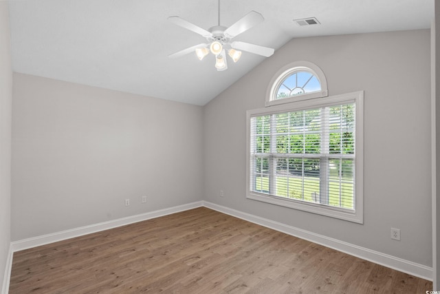 3845 Camden Dr, Myrtle Beach, SC 29588 - spare room with wood finished floors, lofted ceiling, and a ceiling fan