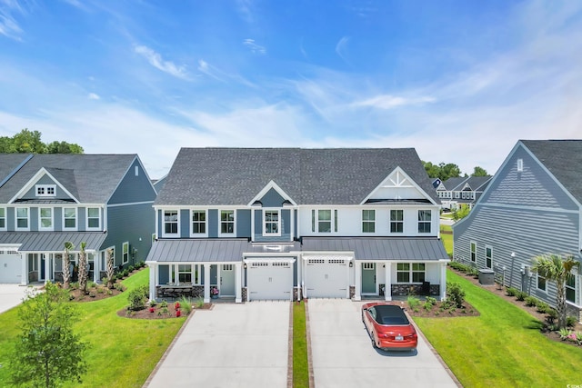 8906 Freya Way Unit 24A, Longs, SC 29568 - view of front facade with a standing seam roof, driveway, an attached garage, and a shingled roof