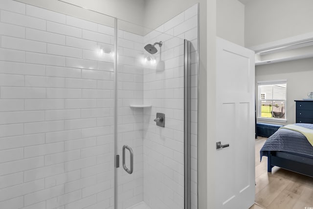 8906 Freya Way Unit 24A, Longs, SC 29568 - full bath with connected bathroom, a shower stall, and wood finished floors