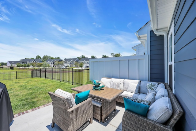 8906 Freya Way Unit 24A, Longs, SC 29568 - fenced backyard featuring an outdoor hangout area, a residential view, and a patio