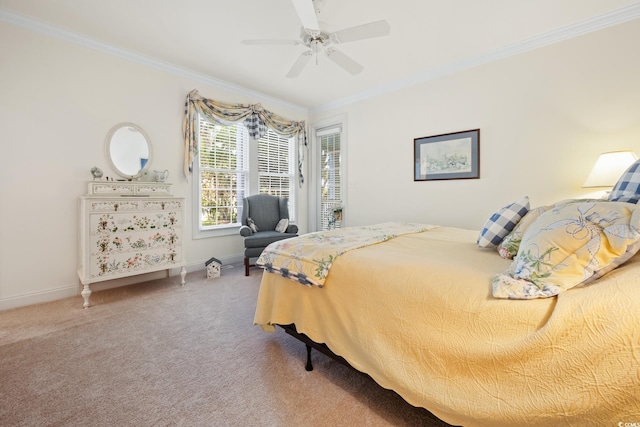 3085 Luvan Blvd, Georgetown, SC 29440 - bedroom featuring crown molding, carpet flooring, access to exterior, and a ceiling fan
