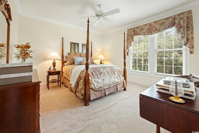3085 Luvan Blvd, Georgetown, SC 29440 - bedroom with light colored carpet, ornamental molding, and a ceiling fan