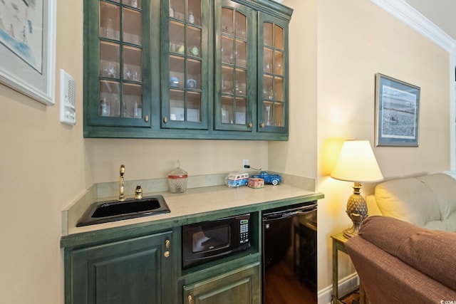 3085 Luvan Blvd, Georgetown, SC 29440 - indoor wet bar featuring black appliances and crown molding