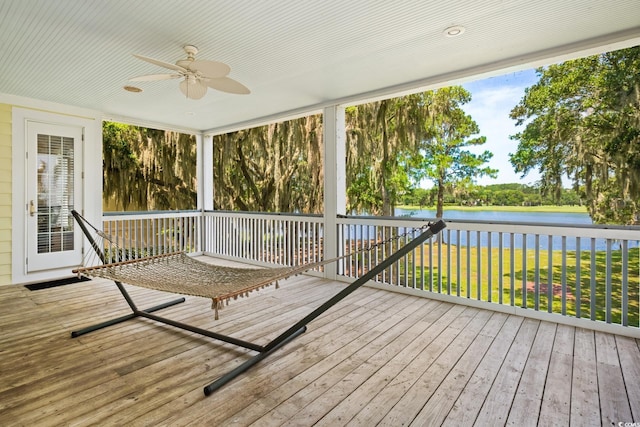 3085 Luvan Blvd, Georgetown, SC 29440 - deck with a water view and ceiling fan