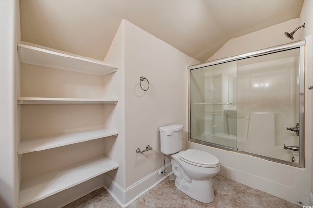 8444 Juxa Dr, Myrtle Beach, SC 29579 - bathroom with lofted ceiling and combined bath / shower with glass door