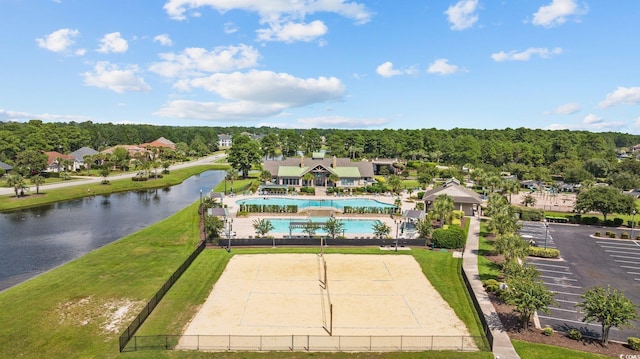 8444 Juxa Dr, Myrtle Beach, SC 29579 - drone / aerial view of a pool area and a nearby body of water