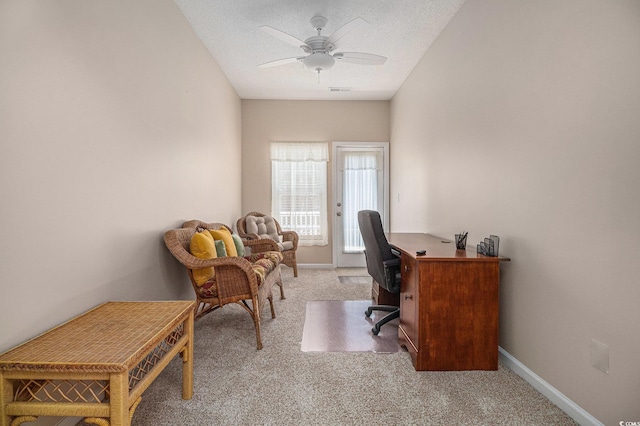 4530 Lighthouse Dr Unit 31-C, Little River, SC 29566 - office area with light carpet and a ceiling fan