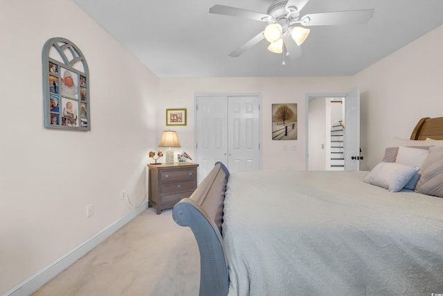 106 Furman Cir, Conway, SC 29526 - bedroom with light carpet, a closet, and ceiling fan