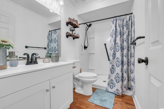106 Furman Cir, Conway, SC 29526 - full bath with vanity, wood finished floors, curtained shower, and ornamental molding