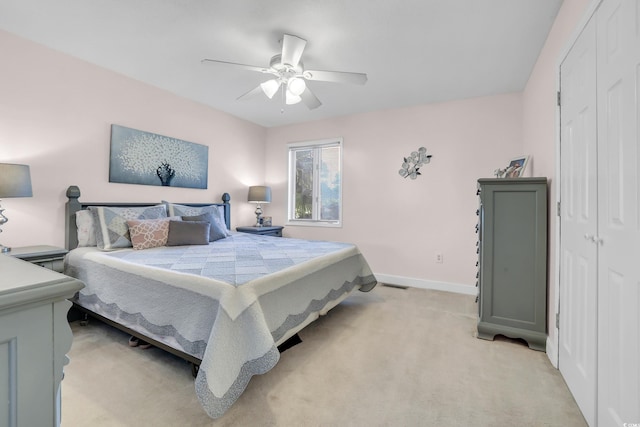 106 Furman Cir, Conway, SC 29526 - bedroom with light colored carpet, ceiling fan, and a closet