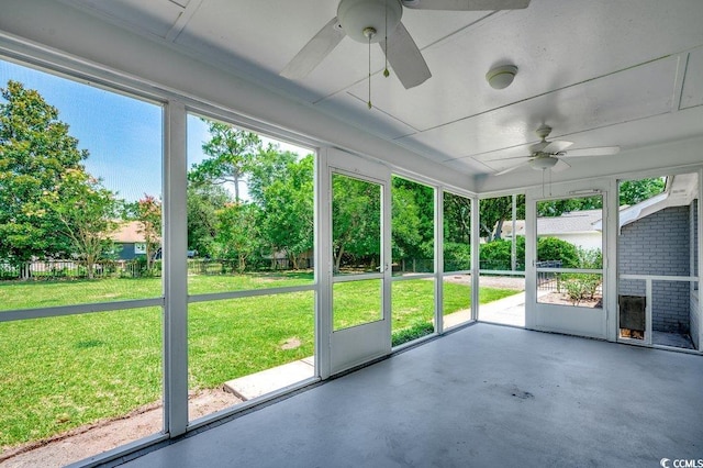 414 Dunes Dr, Myrtle Beach, SC 29572 - unfurnished sunroom featuring a ceiling fan