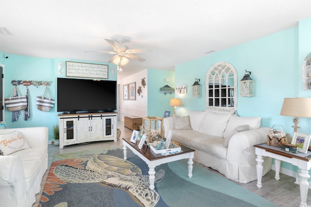 919 Dock Pl, Murrells Inlet, SC 29576 - living area featuring wood finished floors and a ceiling fan