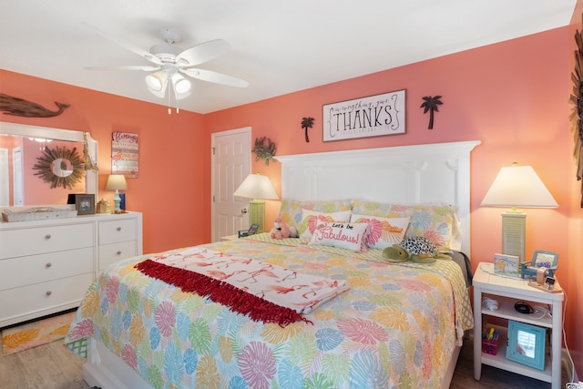 919 Dock Pl, Murrells Inlet, SC 29576 - bedroom with wood finished floors and a ceiling fan