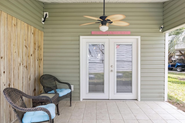 919 Dock Pl, Murrells Inlet, SC 29576 - doorway to property featuring a ceiling fan, french doors, and a security system